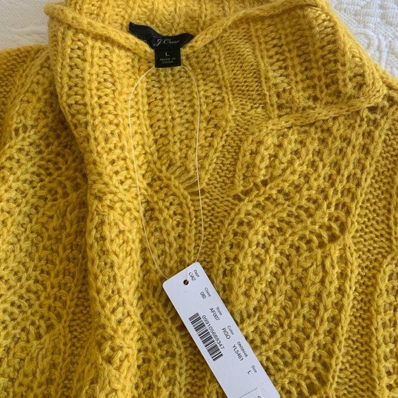 NWT J. Crew Pointelle Cable Knit Sweater, sz L - Picture 5 of 6